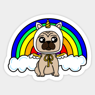 Chibi Unicorn Pug Rainbow (Small Design) Sticker